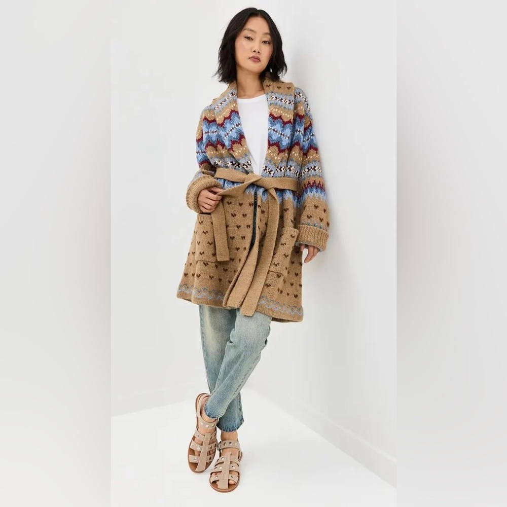 NWT RALPH LAUREN Polo Pattern Knit Cardigan Sweater Wool Alpaca Jacquard Size XS - Picture 5 of 15